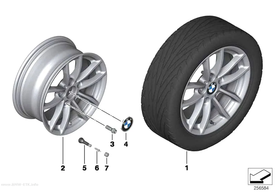 Šema: BMW aluminijumska felna sa V-krakovima 378
