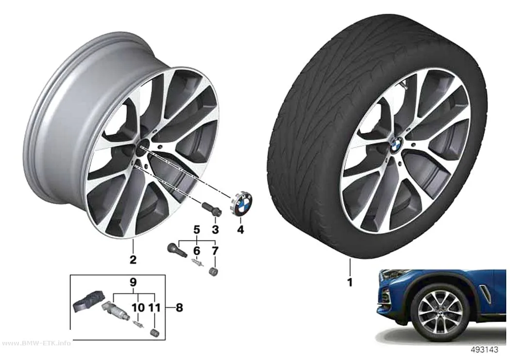 Šema: BMW aluminijumska felna V-zvezdasti krakovi 738 - 20"