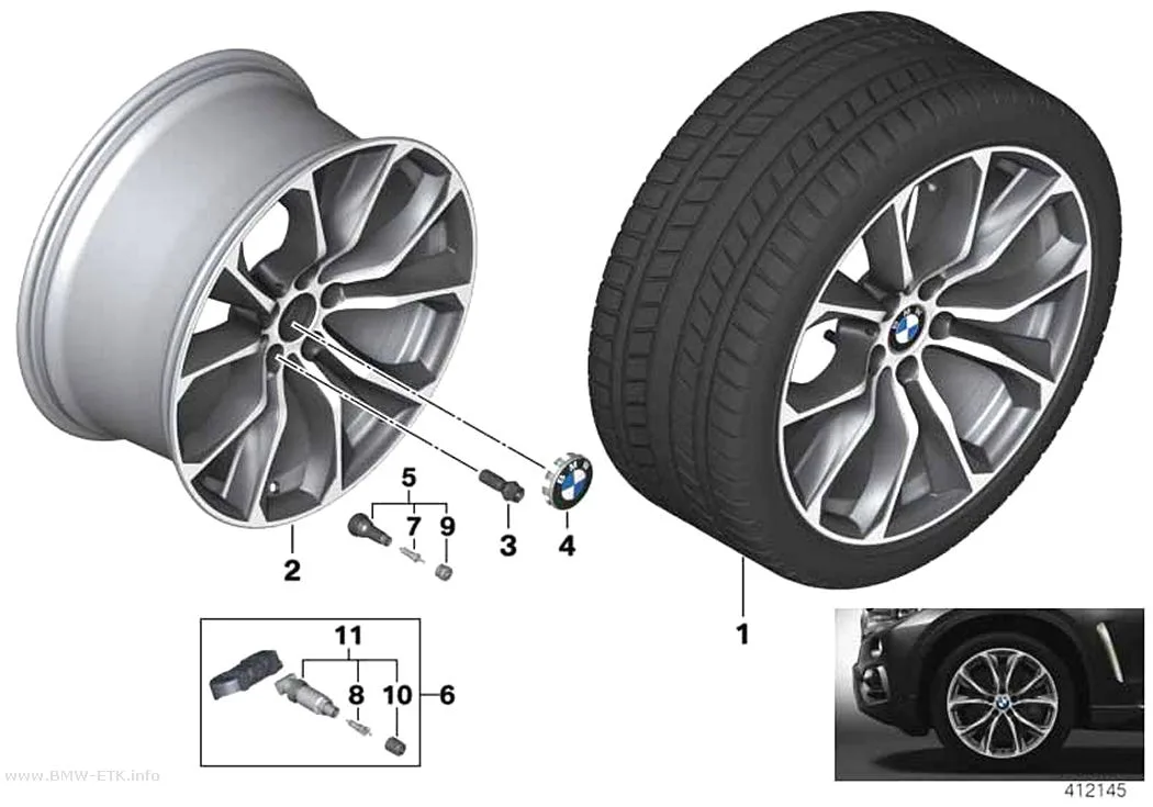 Šema: BMW aluminijumska felna, V-krakovi 597 - 20"