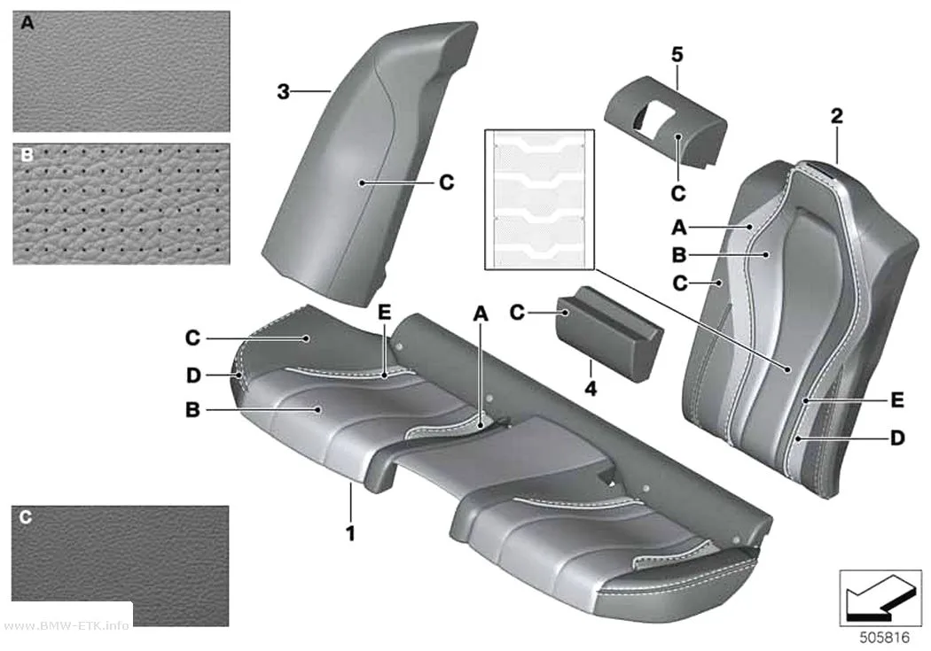Šema: Individualna Klima-Leather presvlaka, zadnja