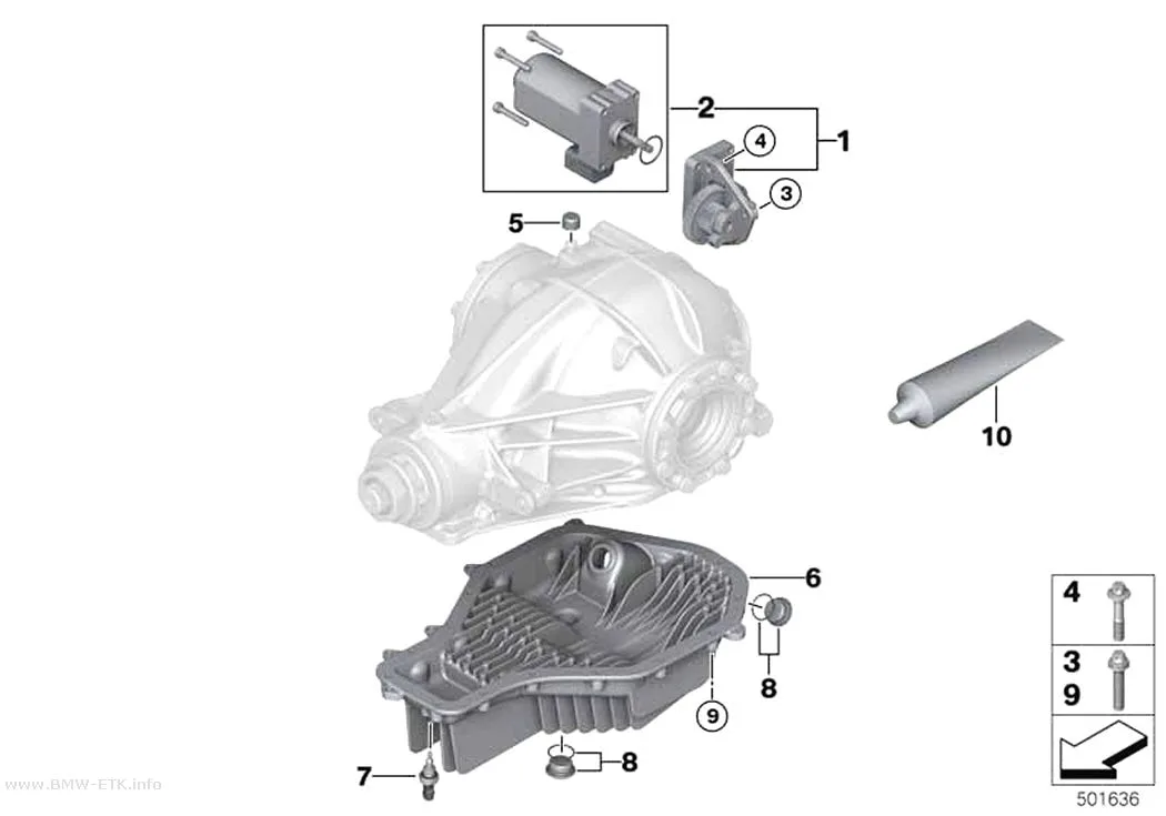 Šema: Diferencijal zadnje osovine, servomotor / karter ulja