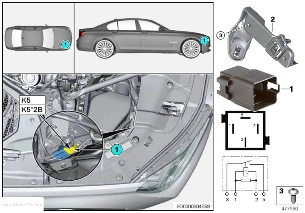 Šema: Relej elektromotora ventilatora K5