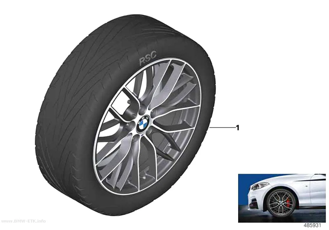 Šema: BMW aluminijumska felna M Perf., dvostruki krakovi 405M - 20"