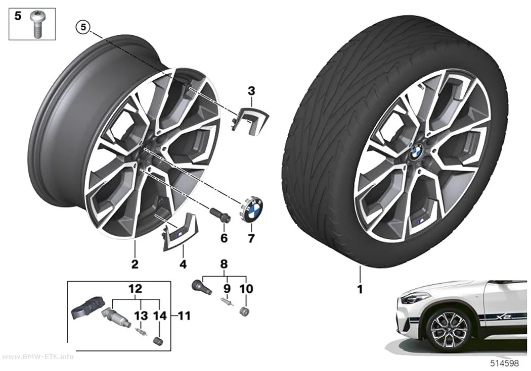 Šema: BMW aluminijumska felna aerodinamična 919M - 19"