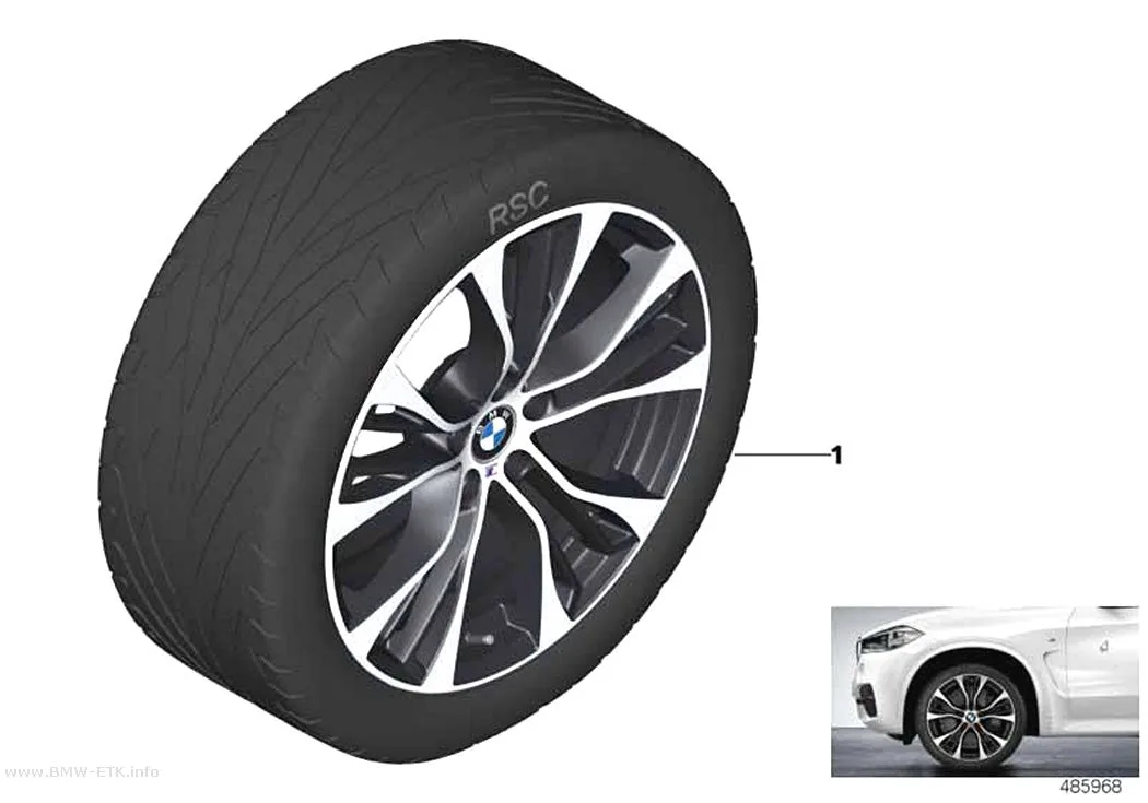 Šema: BMW aluminijumska felna, M dvostruki krakovi 599M - 21"