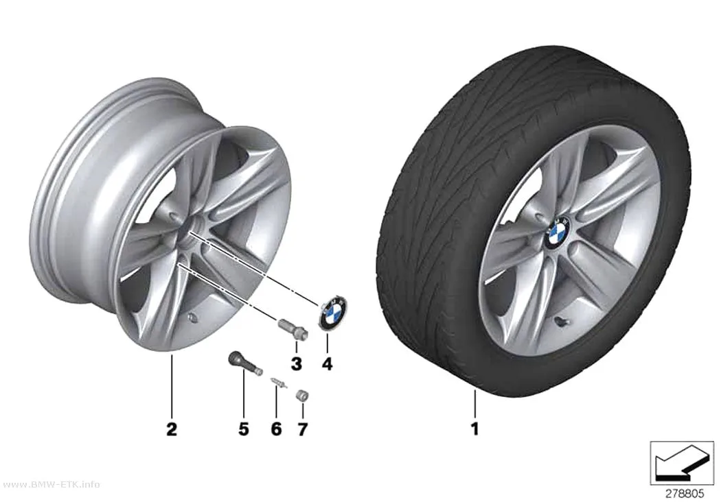 Šema: BMW aluminijumska felna, zvezdasti krakovi 391 - 16"