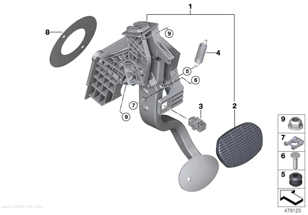 Šema: Sklop pedala, automatski menjač