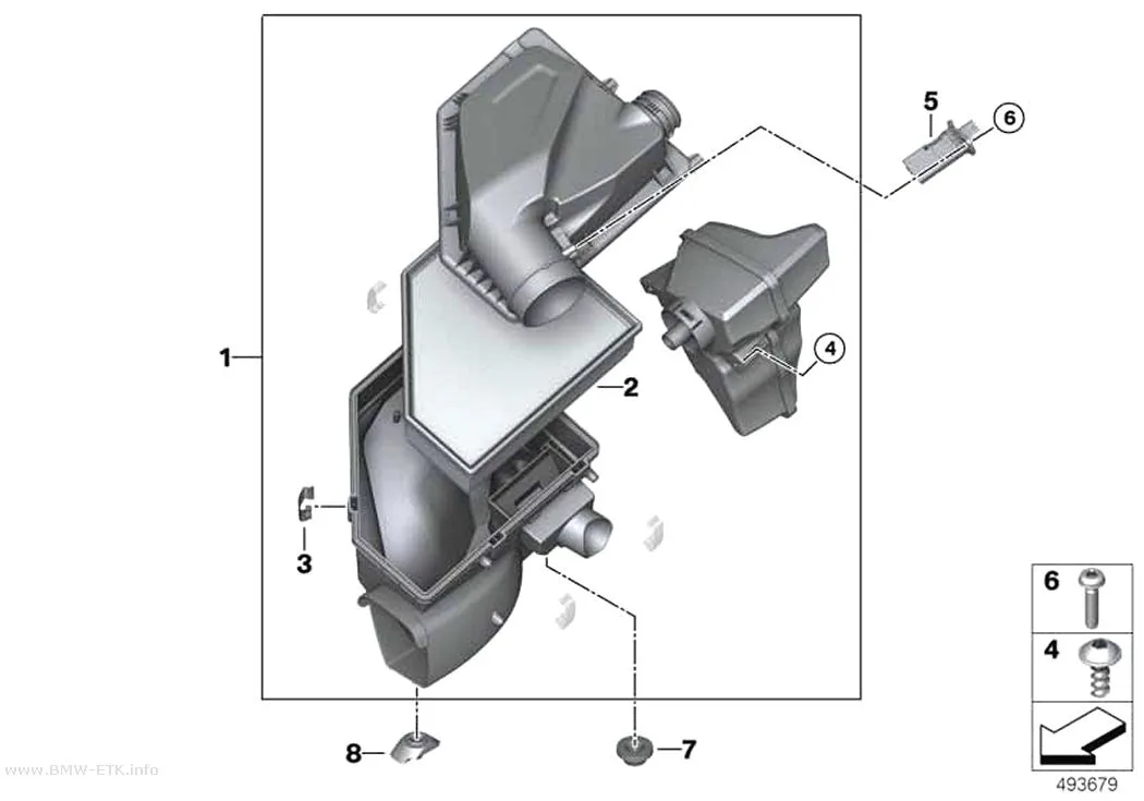 Šema: Prigušivač usisa / filterski uložak / HFM