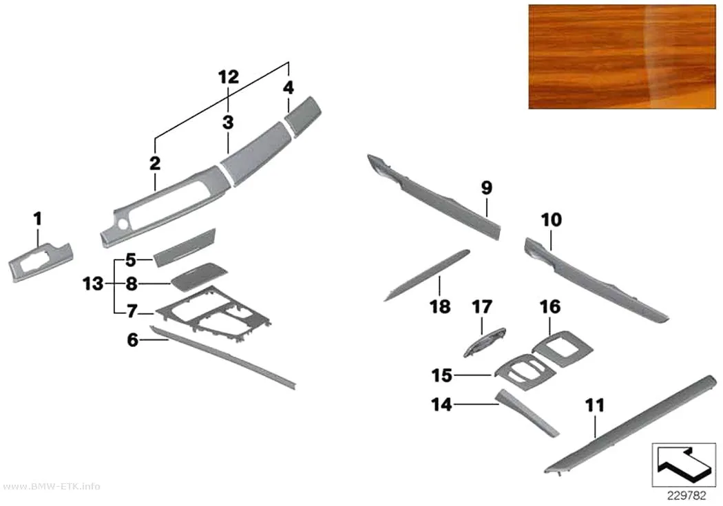 Šema: Individualno drvo „Satin walnut honigbraun“