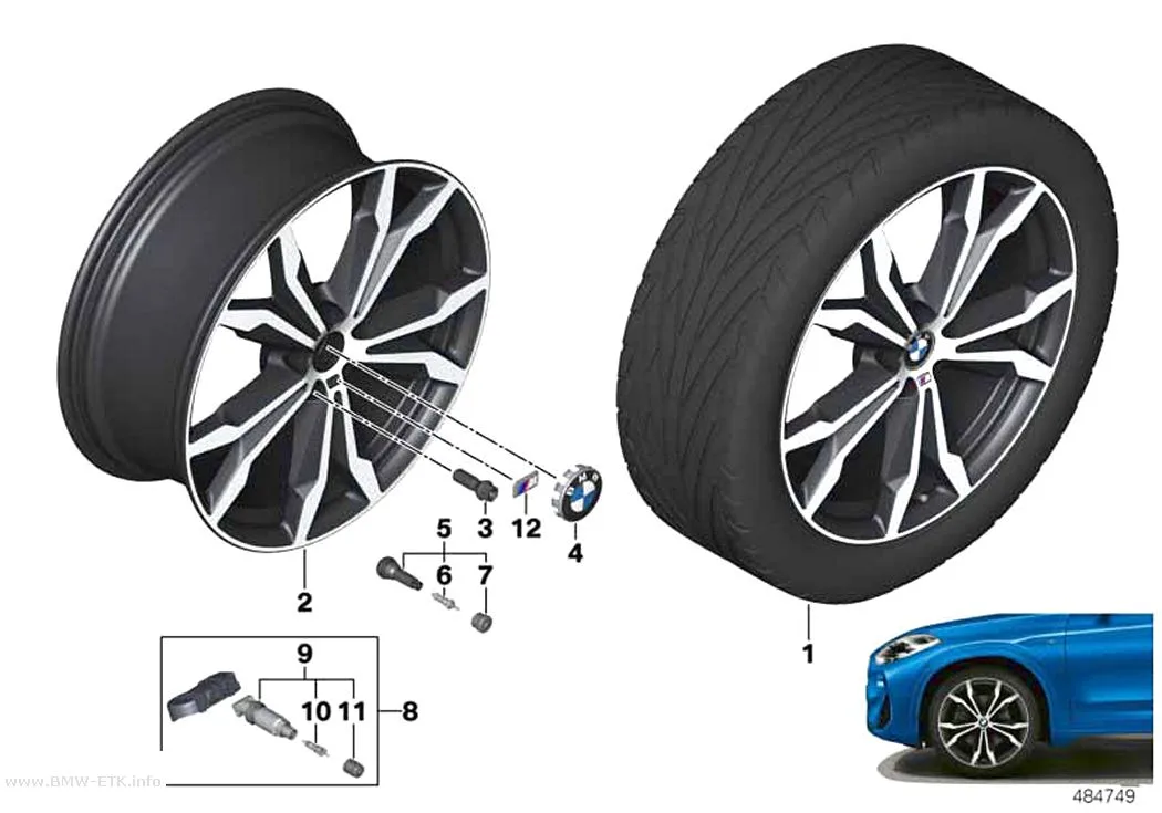 Šema: BMW aluminijumska felna M sa dvostrukim kracima 716M - 20"