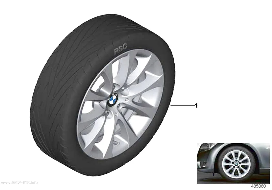 Šema: BMW aluminijumska felna, V-krakovi 188 - 17"