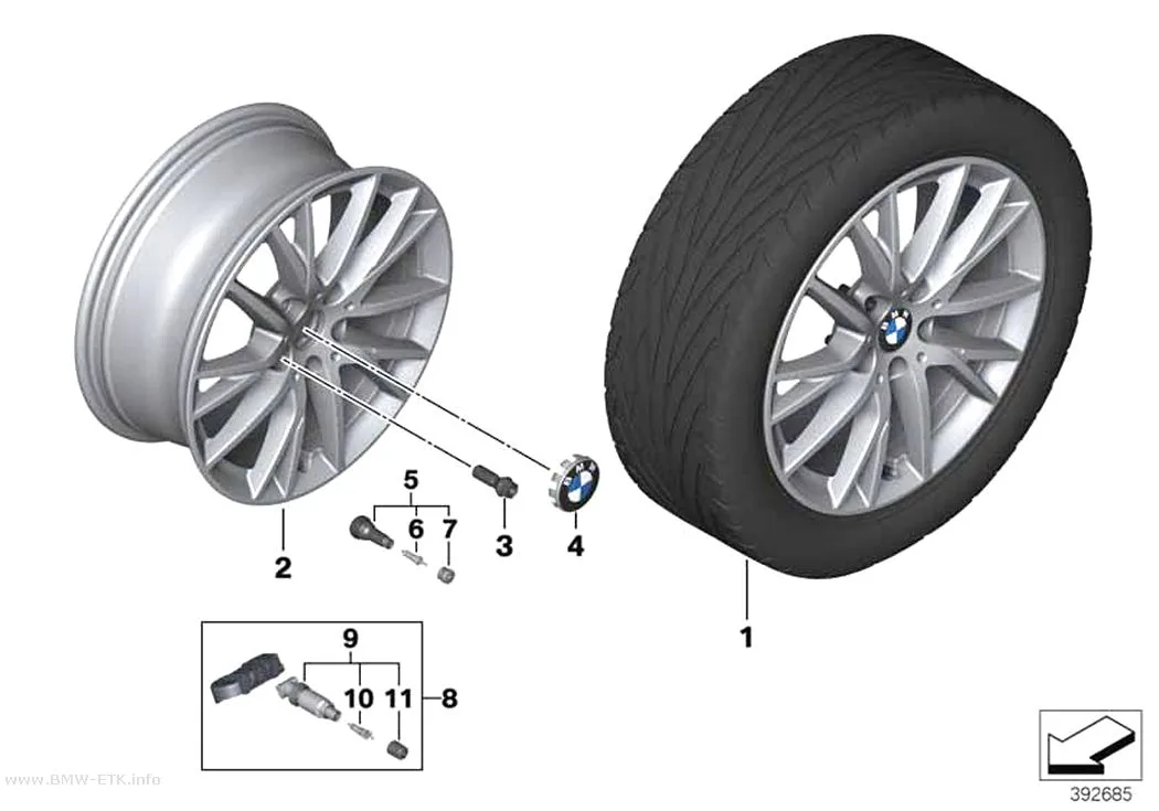 Šema: BMW aluminijumska felna, Y-krakovi 489 - 17"