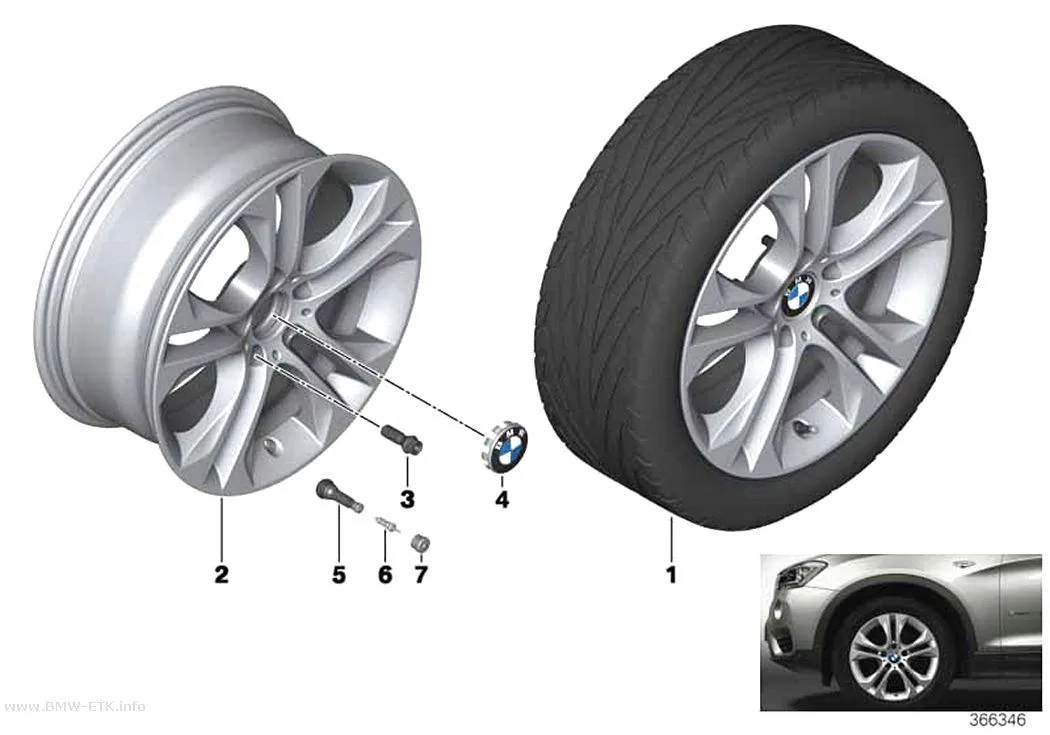 Šema: BMW aluminijumska felna, dvostruki krakovi 605 - 18''