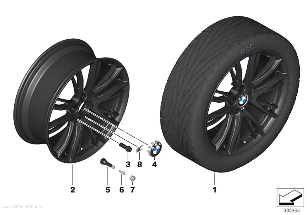 Šema: BMW aluminijumska felna, M dvostruki krakovi 624 - 20"