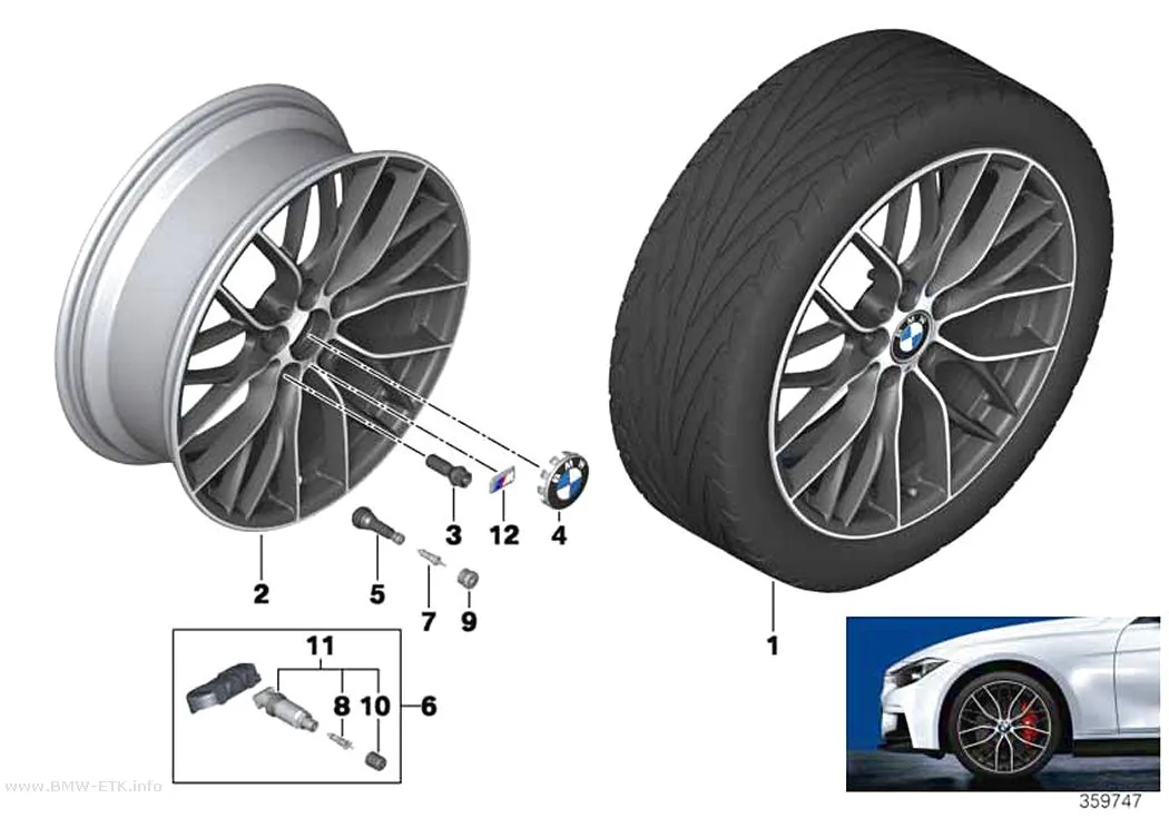 Šema: BMW aluminijumska felna, M dvostruki krakovi 405 - 20"