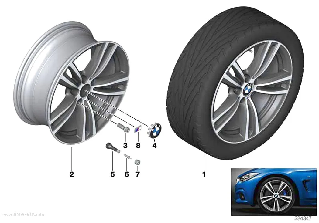 Šema: BMW aluminijumska felna, M dvostruki krakovi 442 - 19"