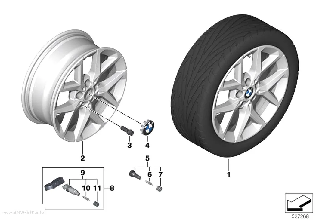 Šema: BMW aluminijumska felna, Y-krakovi 896 - 17" OA
