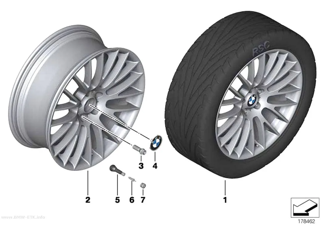 Šema: BMW aluminijumska felna sa ukrštenim kracima 312