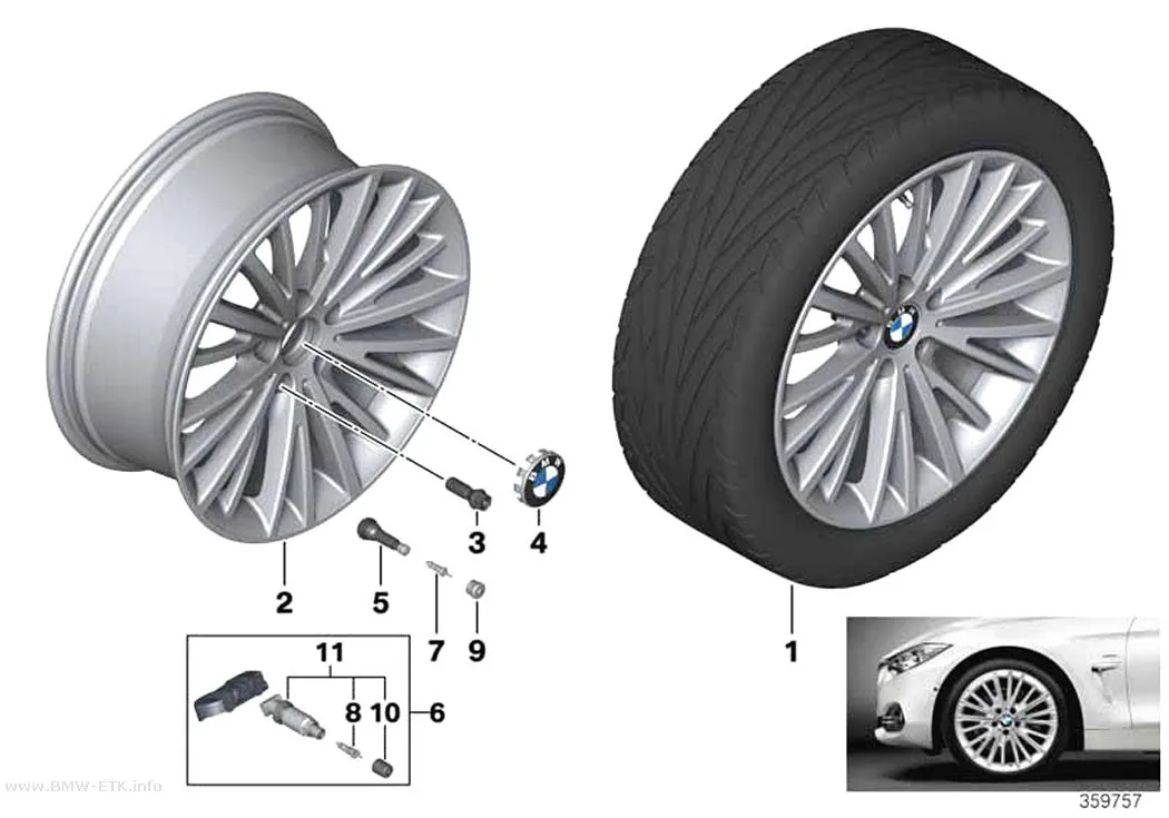 Šema: BMW aluminijumska felna, višestruki krakovi 399 - 19"
