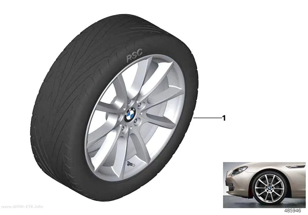 Šema: BMW aluminijumska felna, V-krakovi 281 - 18"