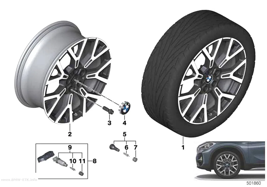 Šema: BMW aluminijumska felna sa Y-kracima 580 - 19"