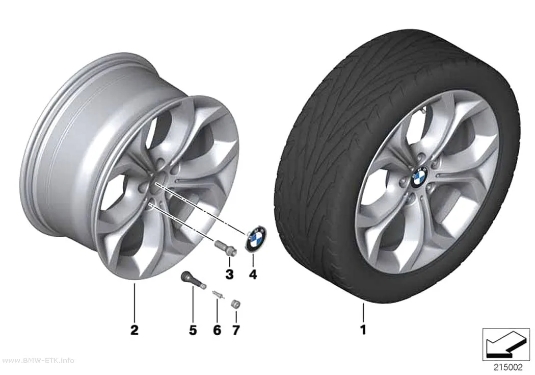 Šema: BMW aluminijumska felna, Y krakovi 335
