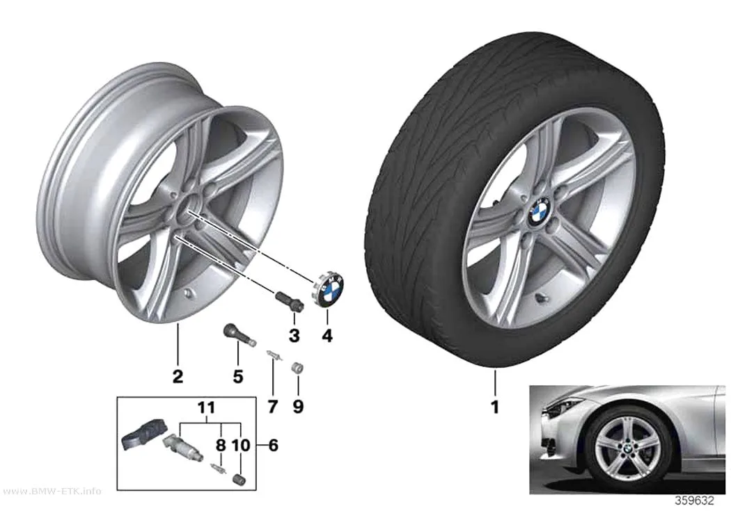 Šema: BMW aluminijumska felna, zvezdasti krakovi 393 - 17"