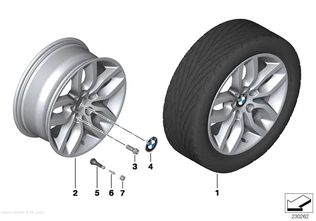 Šema: BMW aluminijumska felna, Y-krakovi 305