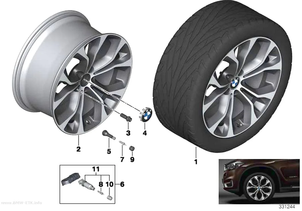 Šema: BMW aluminijumska felna, Y-krakovi 451 - 20"