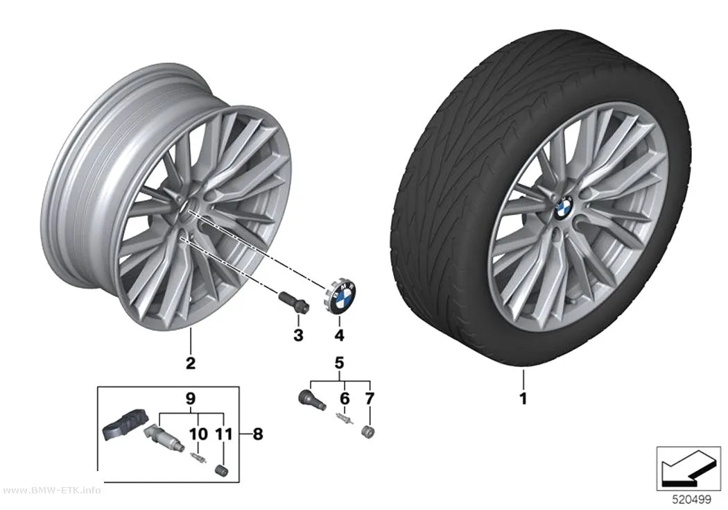 Šema: Aluminijumska felna BMW, dvostruki krakovi 796 - 18"