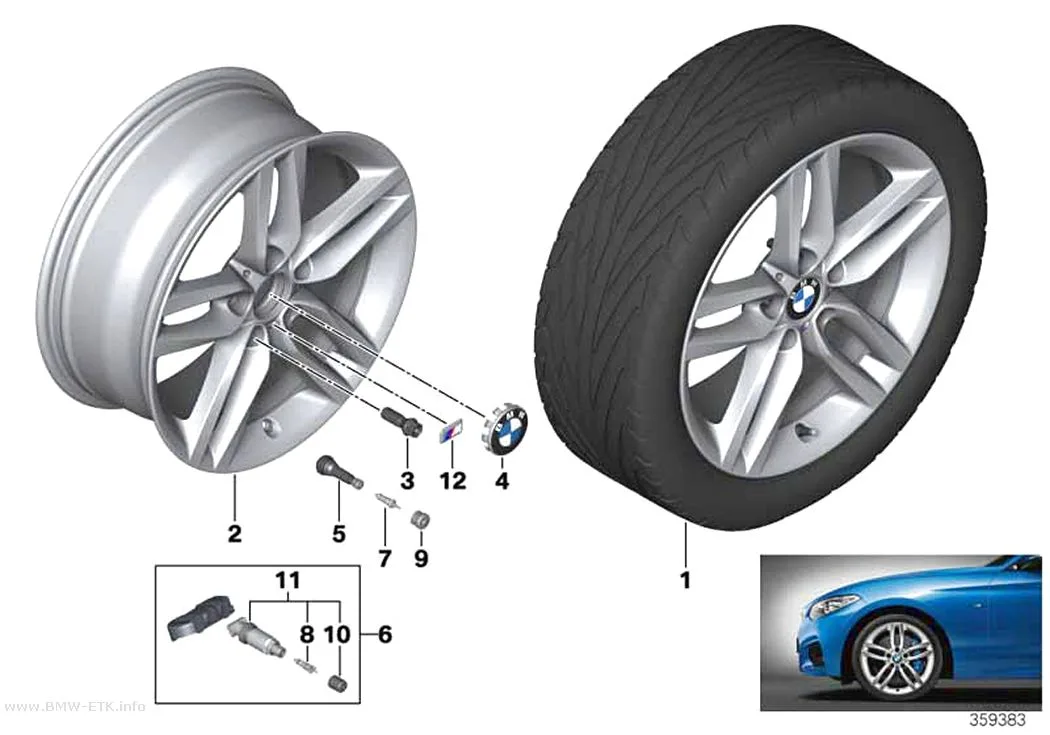 Šema: BMW aluminijumska felna M sa dvostrukim krakovima 461 - 18"