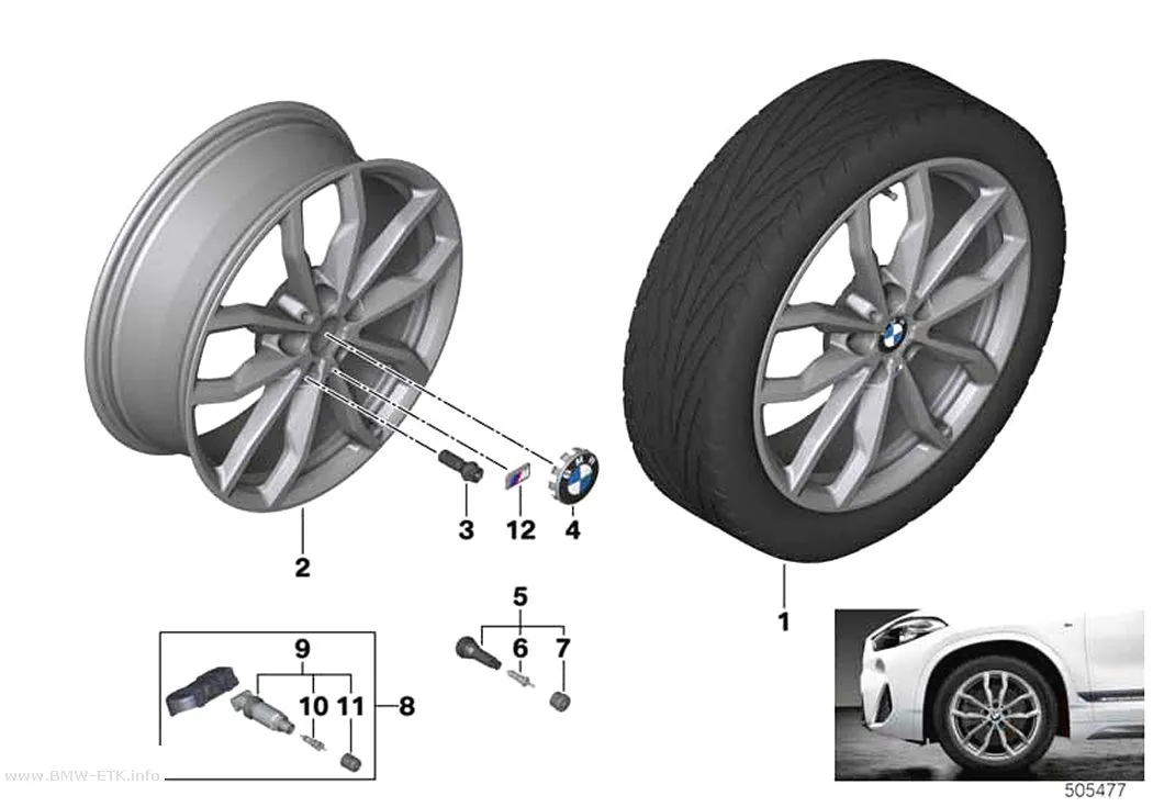 Šema: BMW aluminijumska felna sa Y-kracima 711M - 18" OA