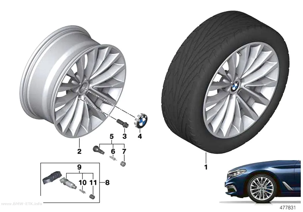 Šema: BMW aluminijumska felna sa W-krakovima 632 - 18"