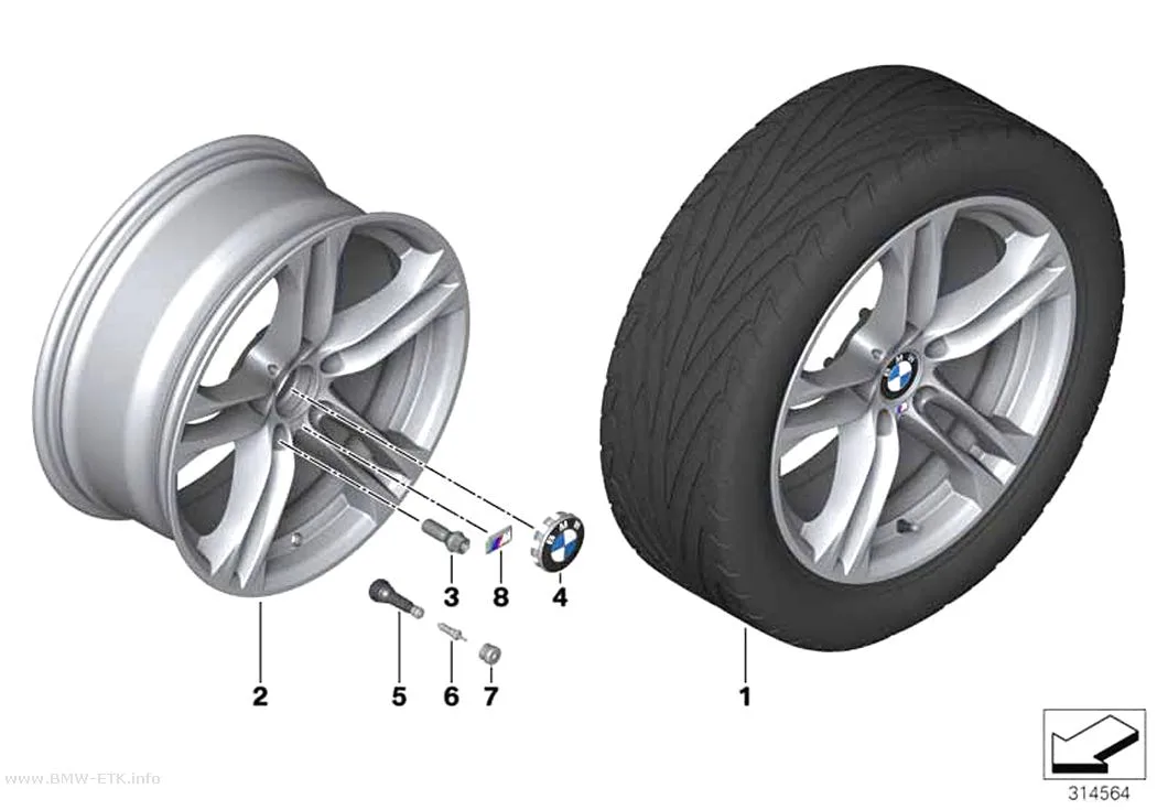 Šema: BMW aluminijumska felna M dvostruki krak 613 - 18"