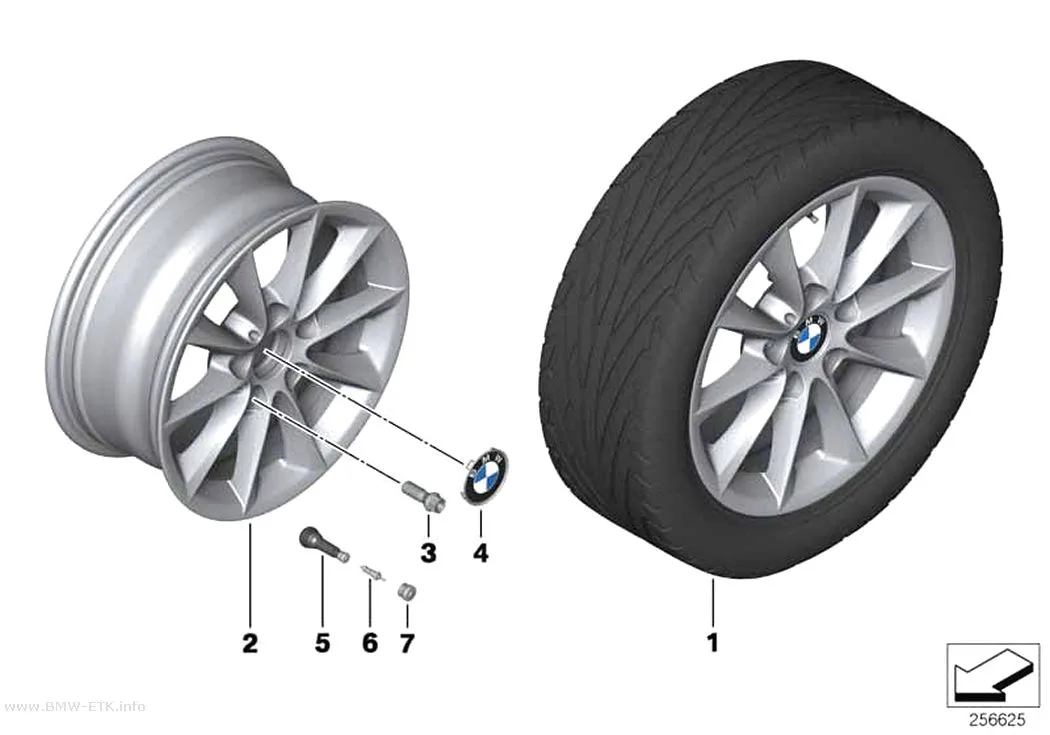 Šema: BMW aluminijumska felna sa V-krakovima 411