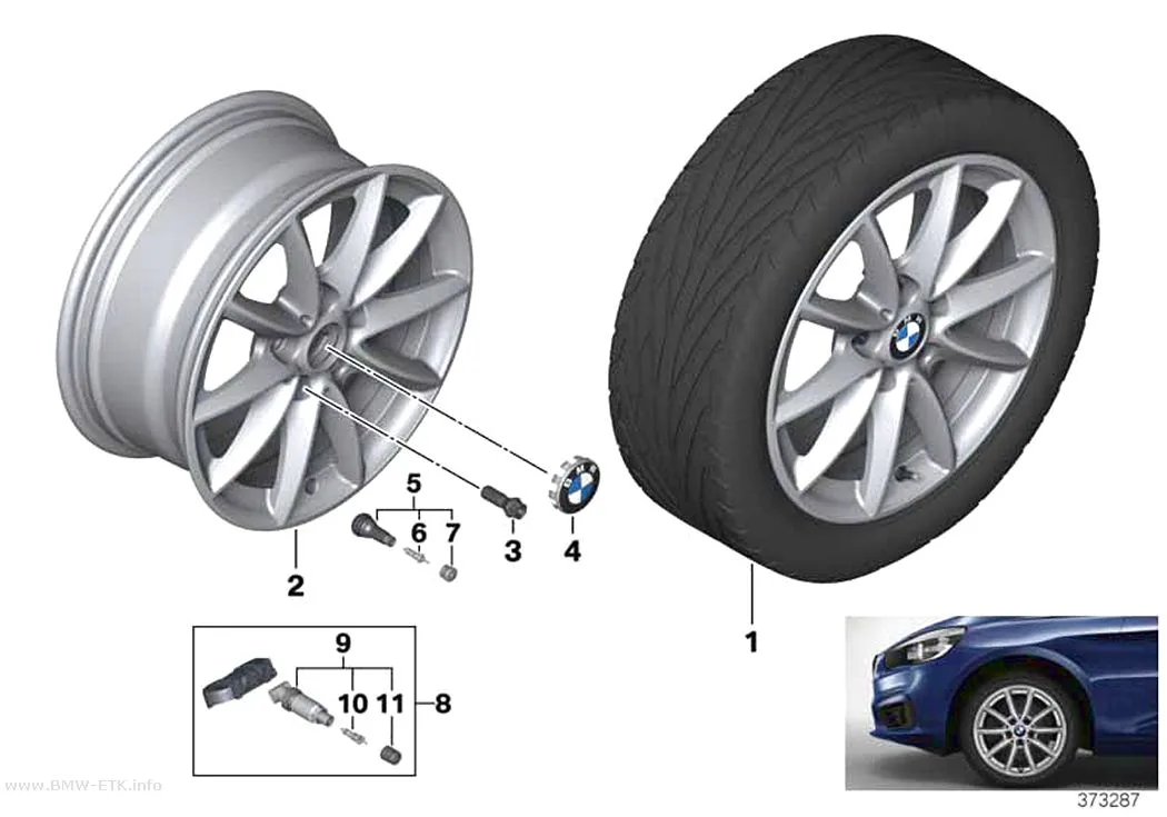 Šema: BMW aluminijumska felna, V-krakovi 471 - 16"