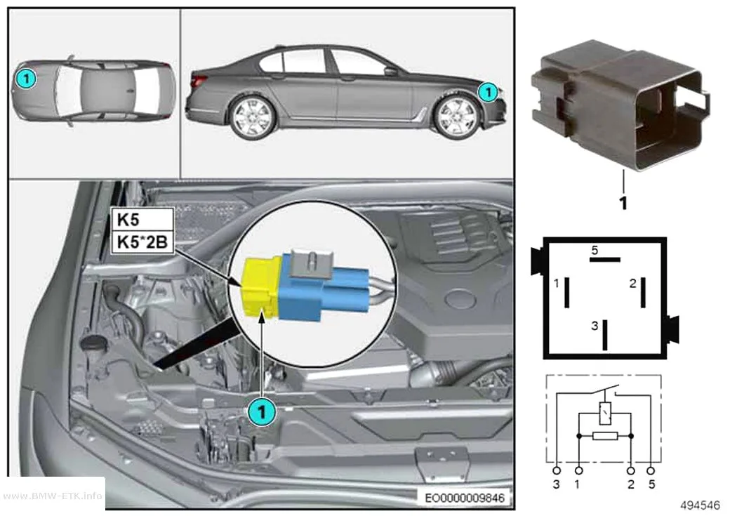 Šema: Relej elektromotora ventilatora K5