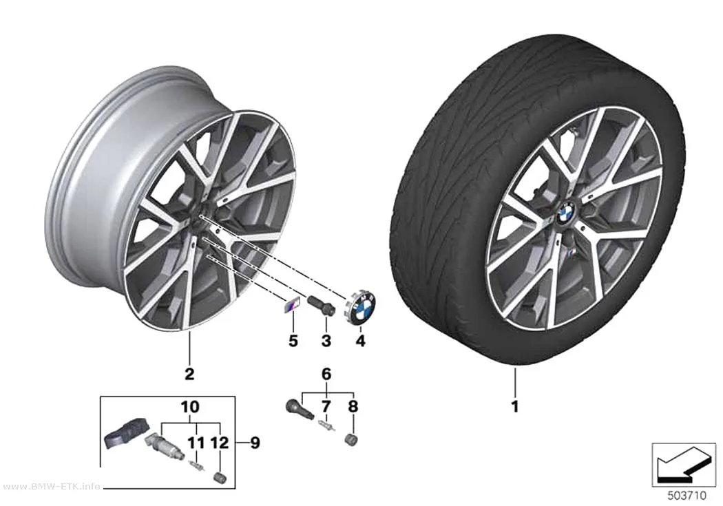 Šema: BMW aluminijumska felna, Y-krakovi 553M - 18"