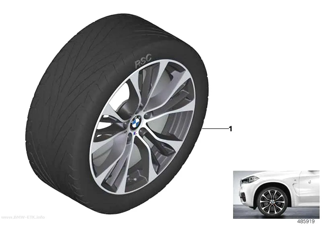 Šema: BMW aluminijumska felna, M dvostruki krakovi 599M - 21"