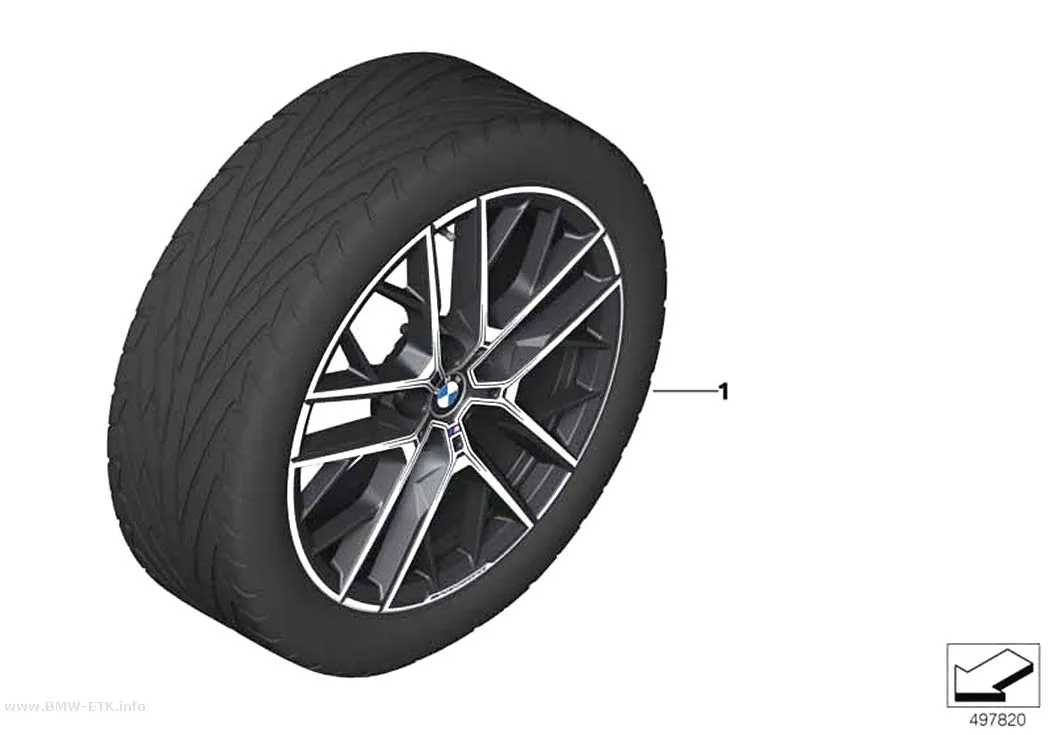 Šema: BMW aluminijumska felna M Performance, dvostruki krakovi 555M - 19"