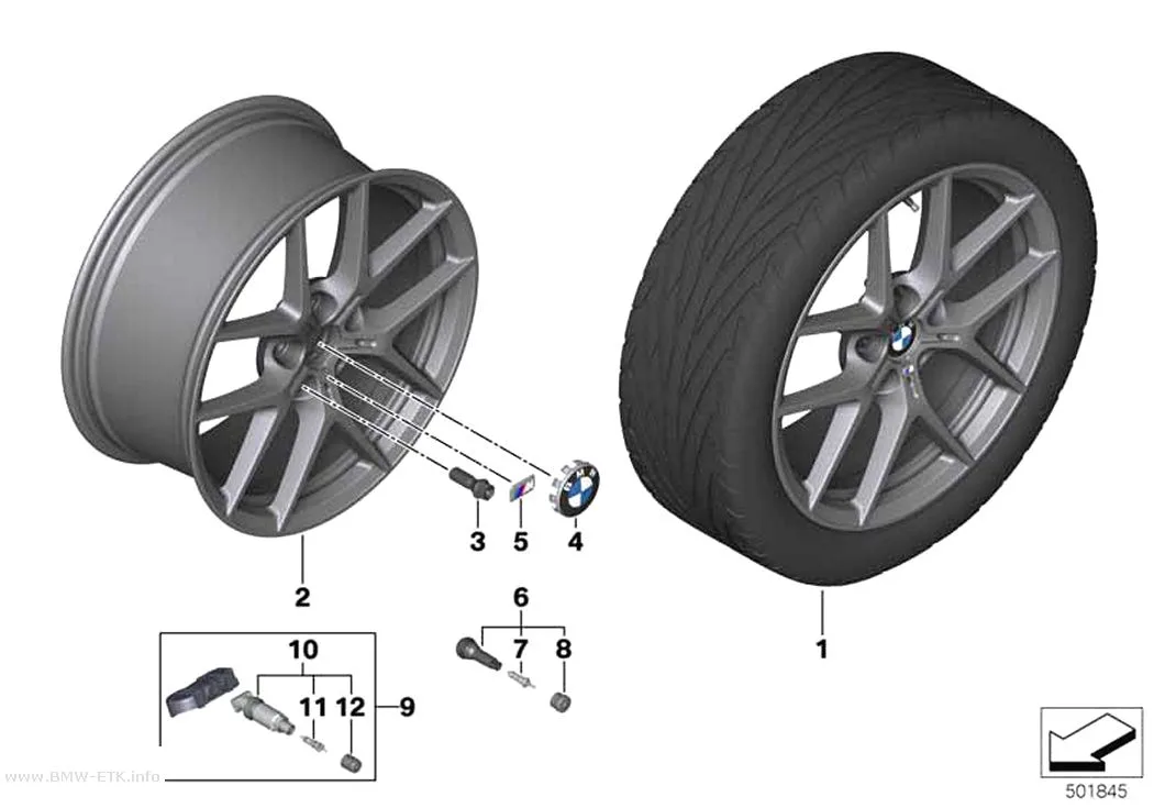 Šema: BMW aluminijumska felna, Y-krakovi 554M - 18"