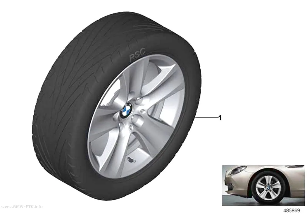 Šema: BMW aluminijumska felna, zvezdasti krakovi 327 - 17"