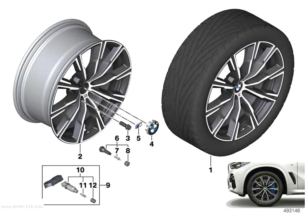 Šema: BMW aluminijumska felna sa zvezdastim kracima 740M 20"