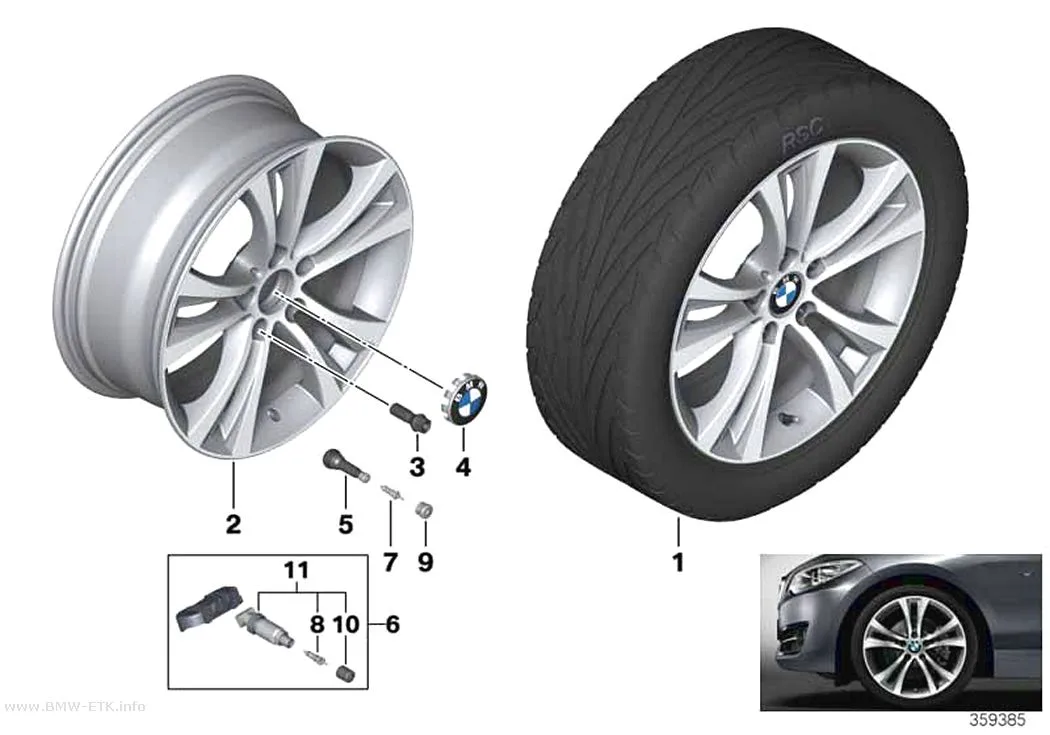 Šema: BMW aluminijumska felna sa dvostrukim krakovima 384 - 18"