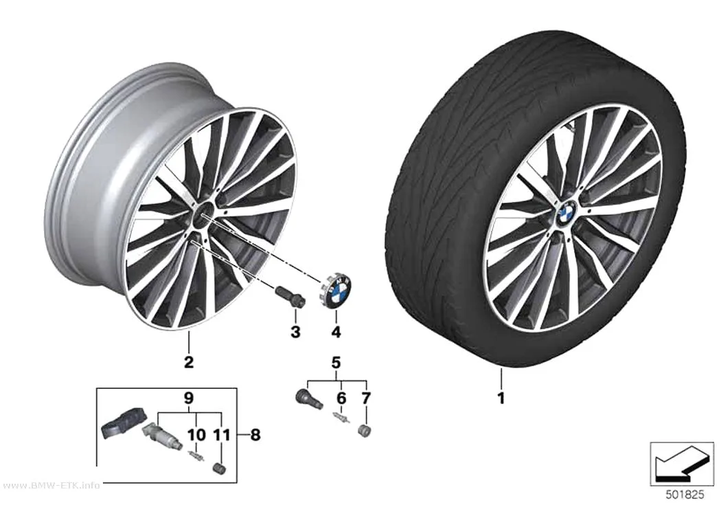 Šema: BMW aluminijumska felna, višestruki krakovi 488 - 18"