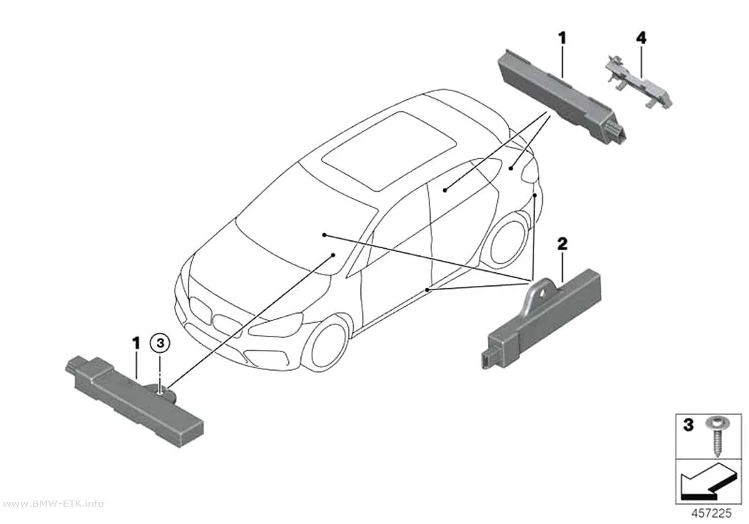 Šema: Pojedinačni delovi antene sistema Comfort Access