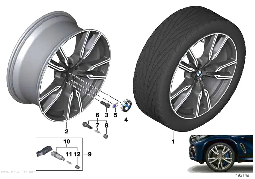 Šema: BMW aluminijumska felna V-krakovi 747M 22"