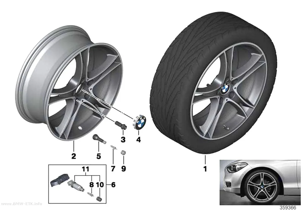 Šema: BMW aluminijumska felna sa dvostrukim krakovima 361 - 19"