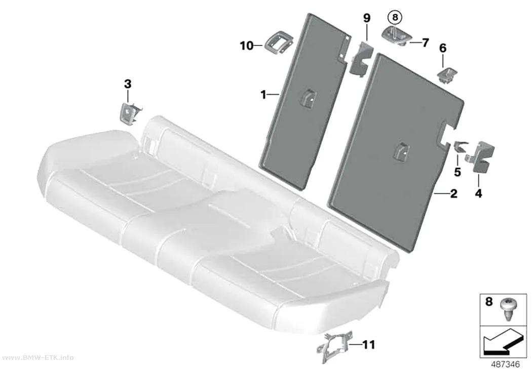 Šema: Obloge zadnjih sedišta