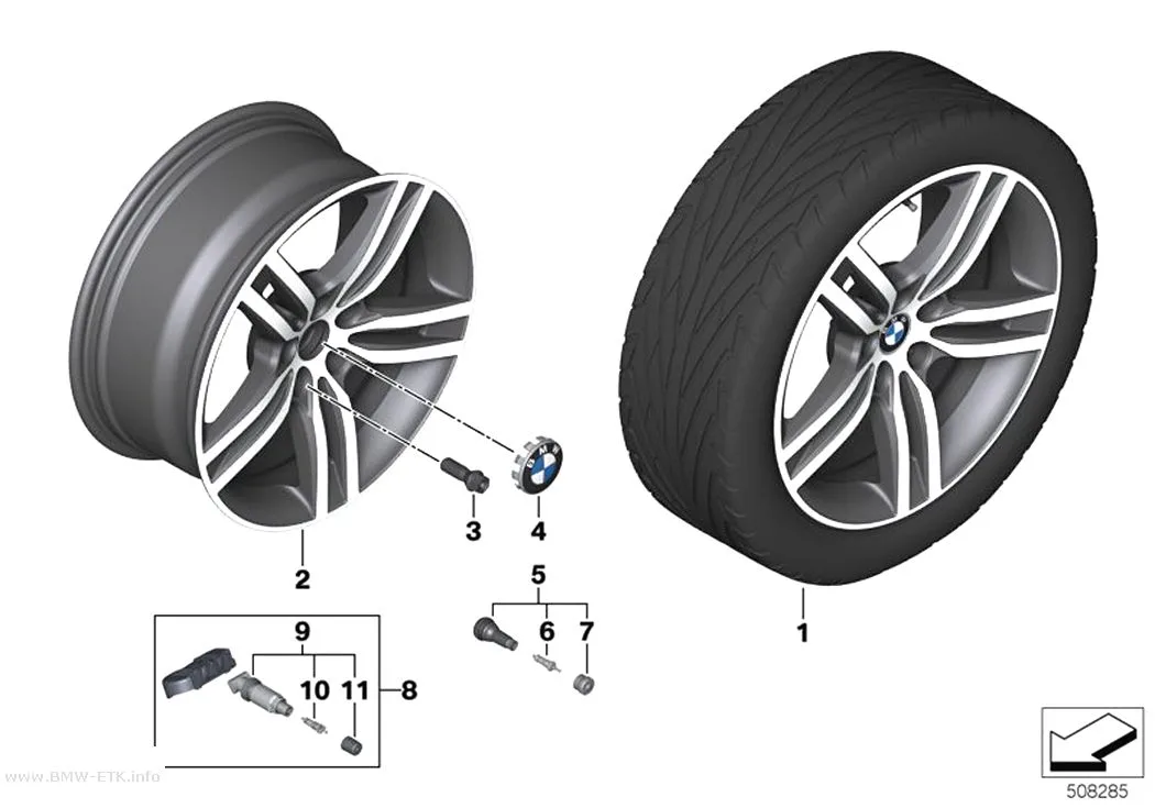 Šema: Aluminijumska felna BMW, dvostruki krakovi 844 - 18"